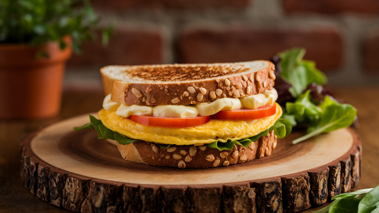 Sandwich healthy à l'omelette et mayonnaise sans huile