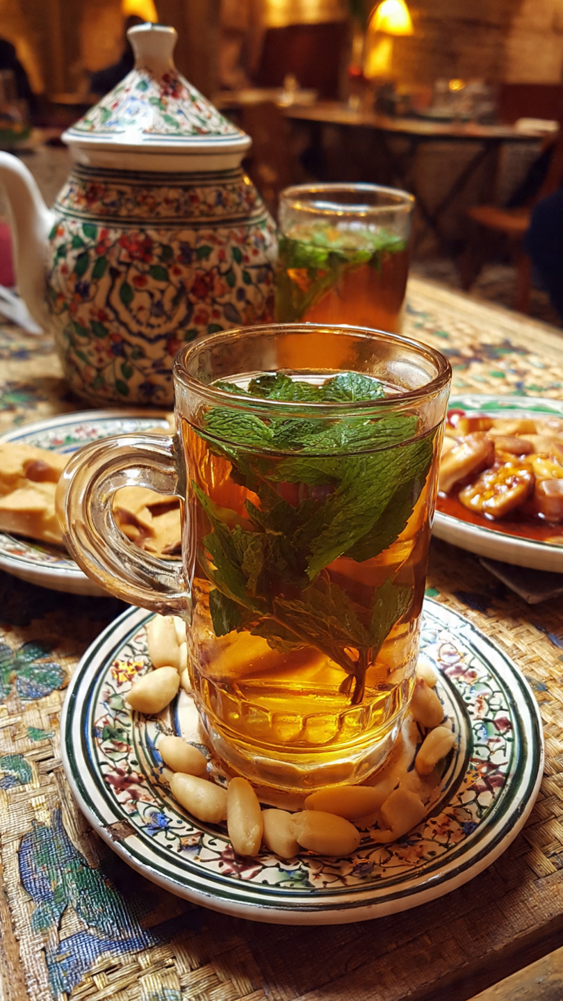 Thé tunisien à la menthe et pignons