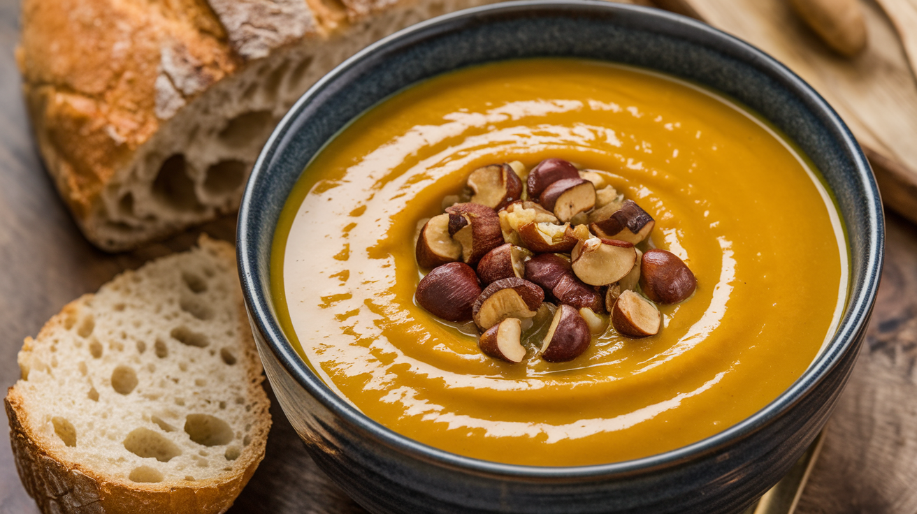 Velouté de potiron et châtaignes