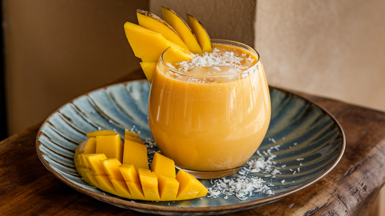 Smoothie exotique à la mangue et à la noix de coco
