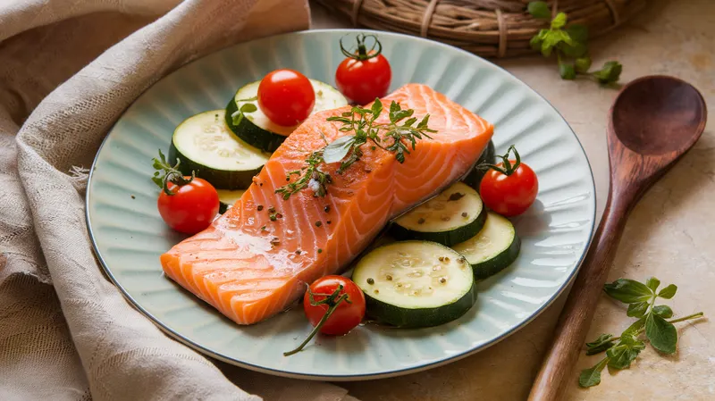 Poêlée de saumon aux courgettes et tomates cerises - recette Dîner Facile