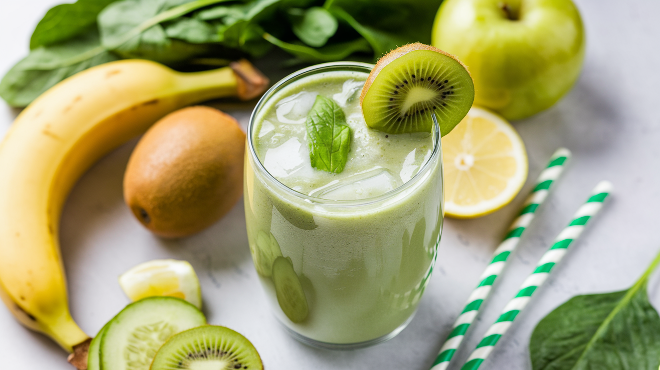 Délicieux Smoothie Vert aux Fruits Frais