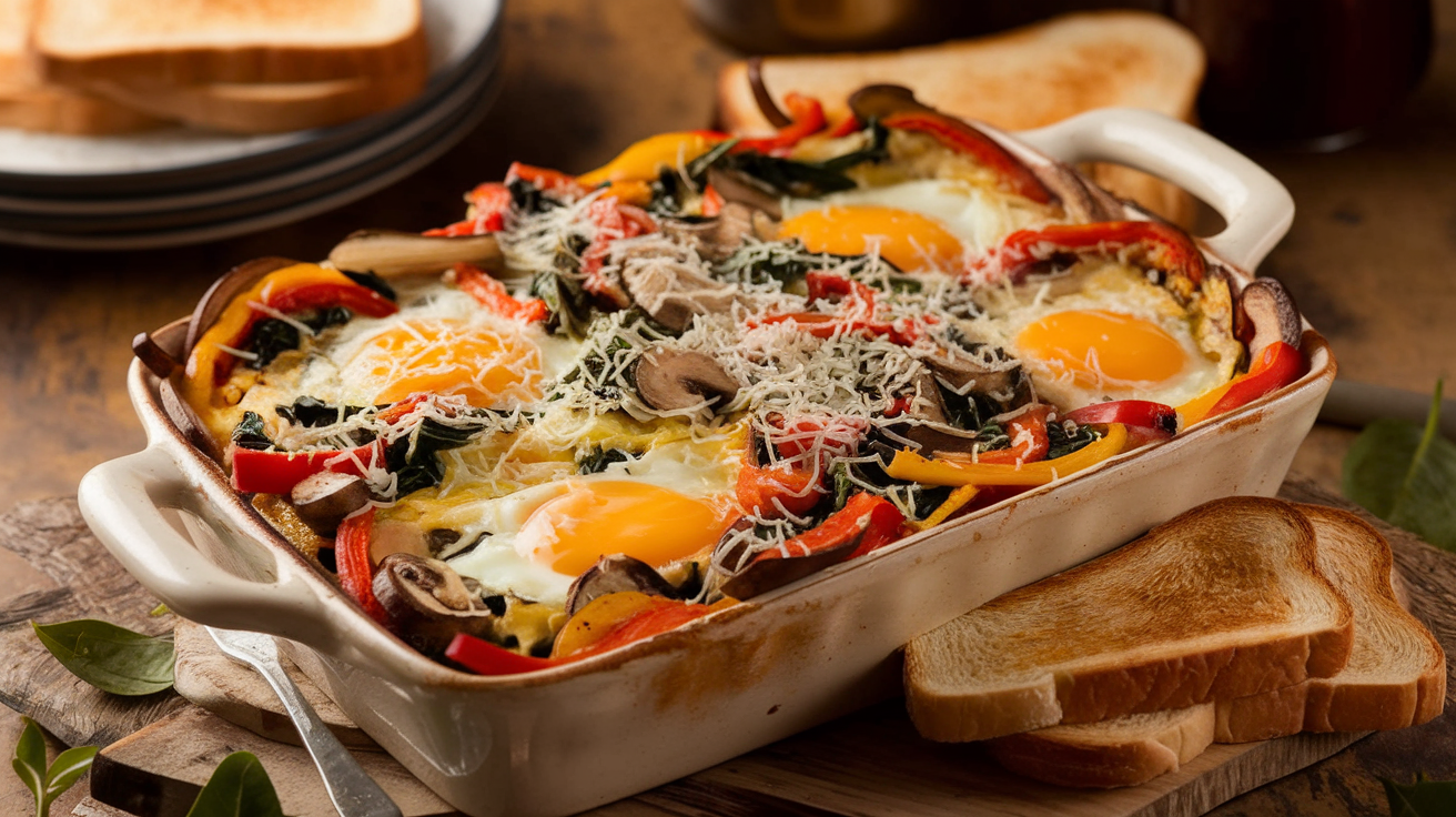 Délicieuse Casserole de Petit-déjeuner aux Œufs et Légumes