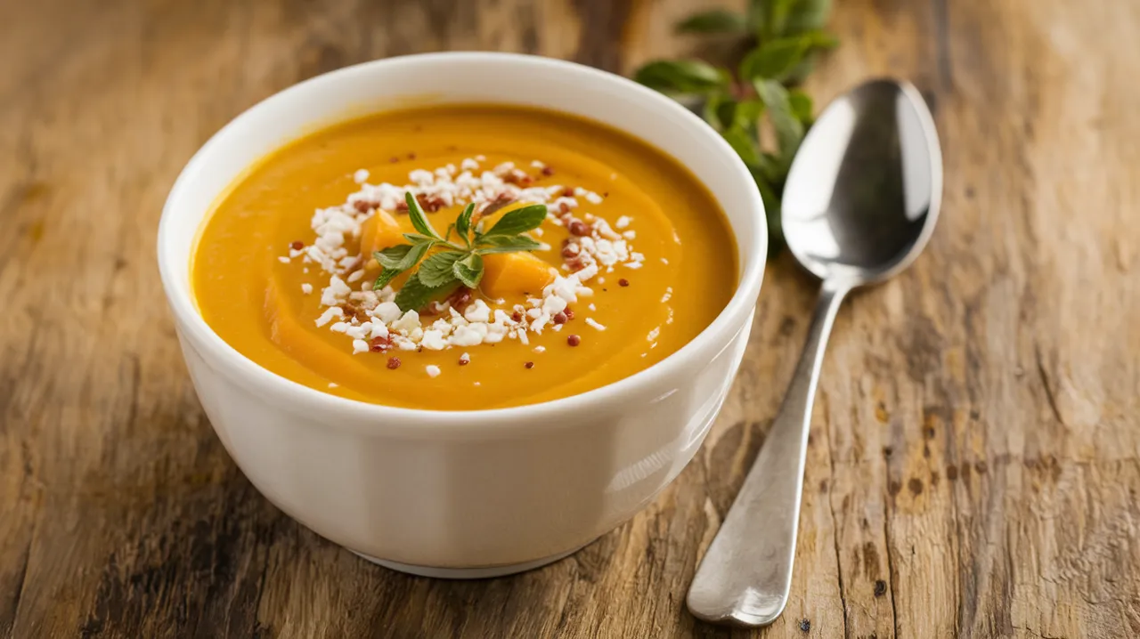 Soupe de courge butternut et lait de coco