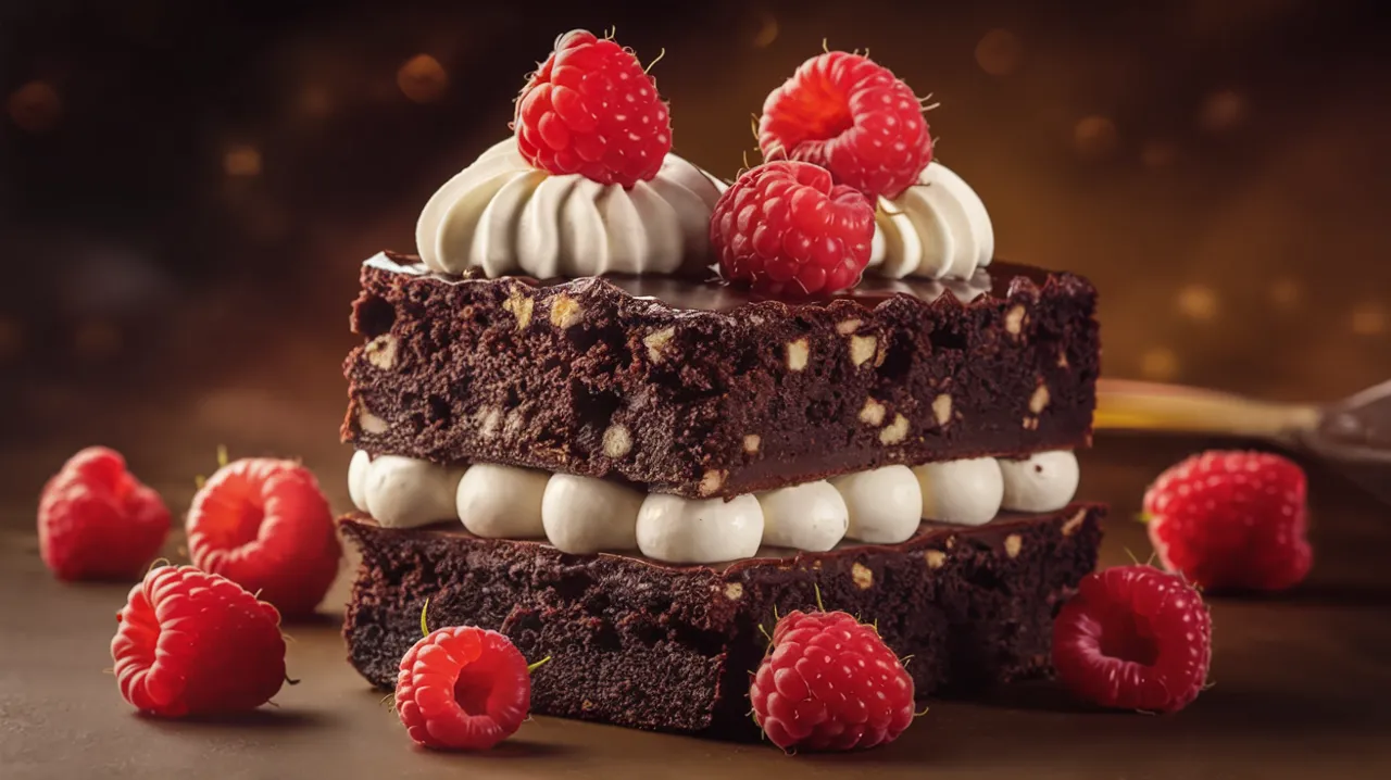 Brownie black & white aux framboises