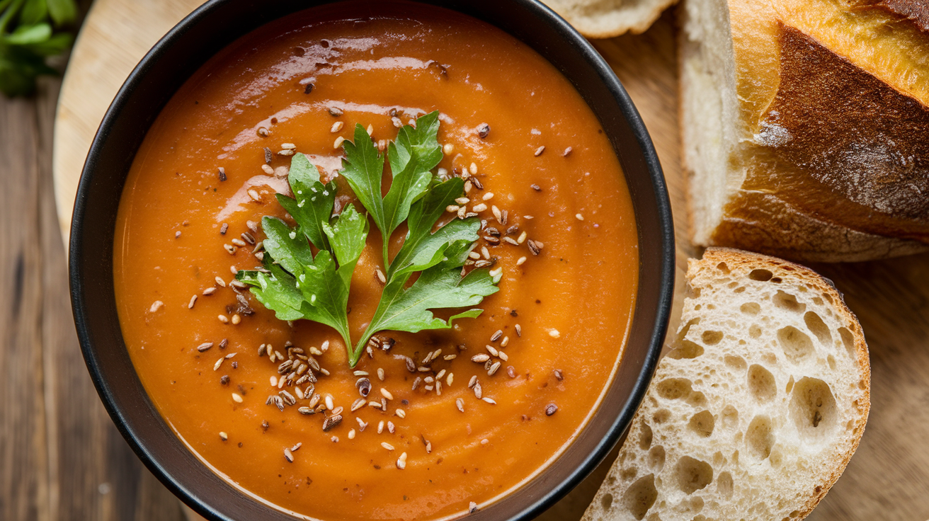 Velouté de branches et feuilles de céleri-rave