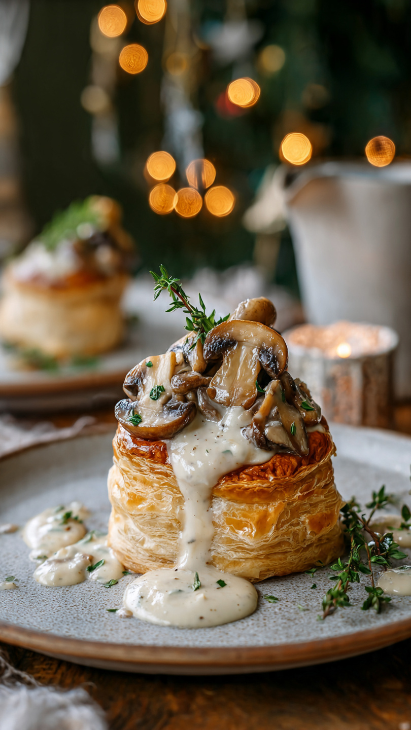 Vol-au-vent aux champignons et sauce crémeuse