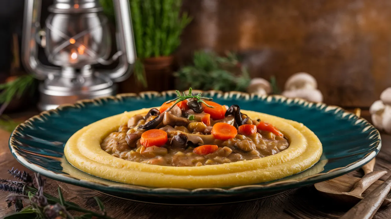 Ragoût de carottes et champignons à la polenta crémeuse