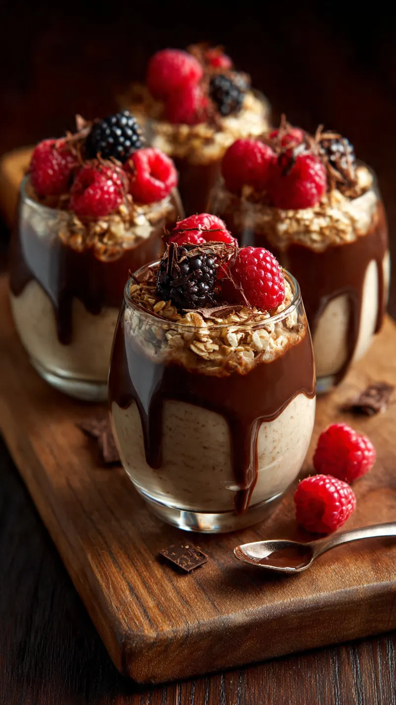 Verrines à l'avoine et chocolat noir - recette Dessert Facile