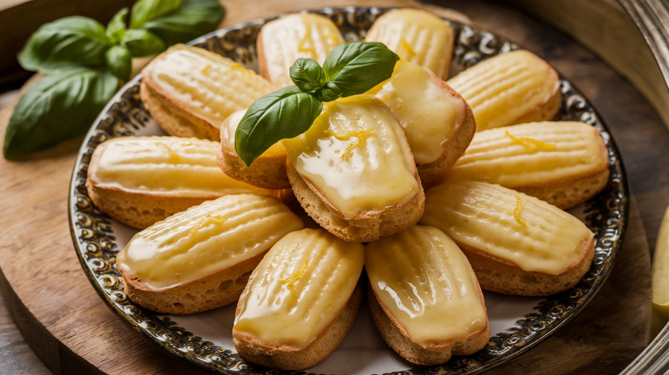 Madeleines au citron et basilic