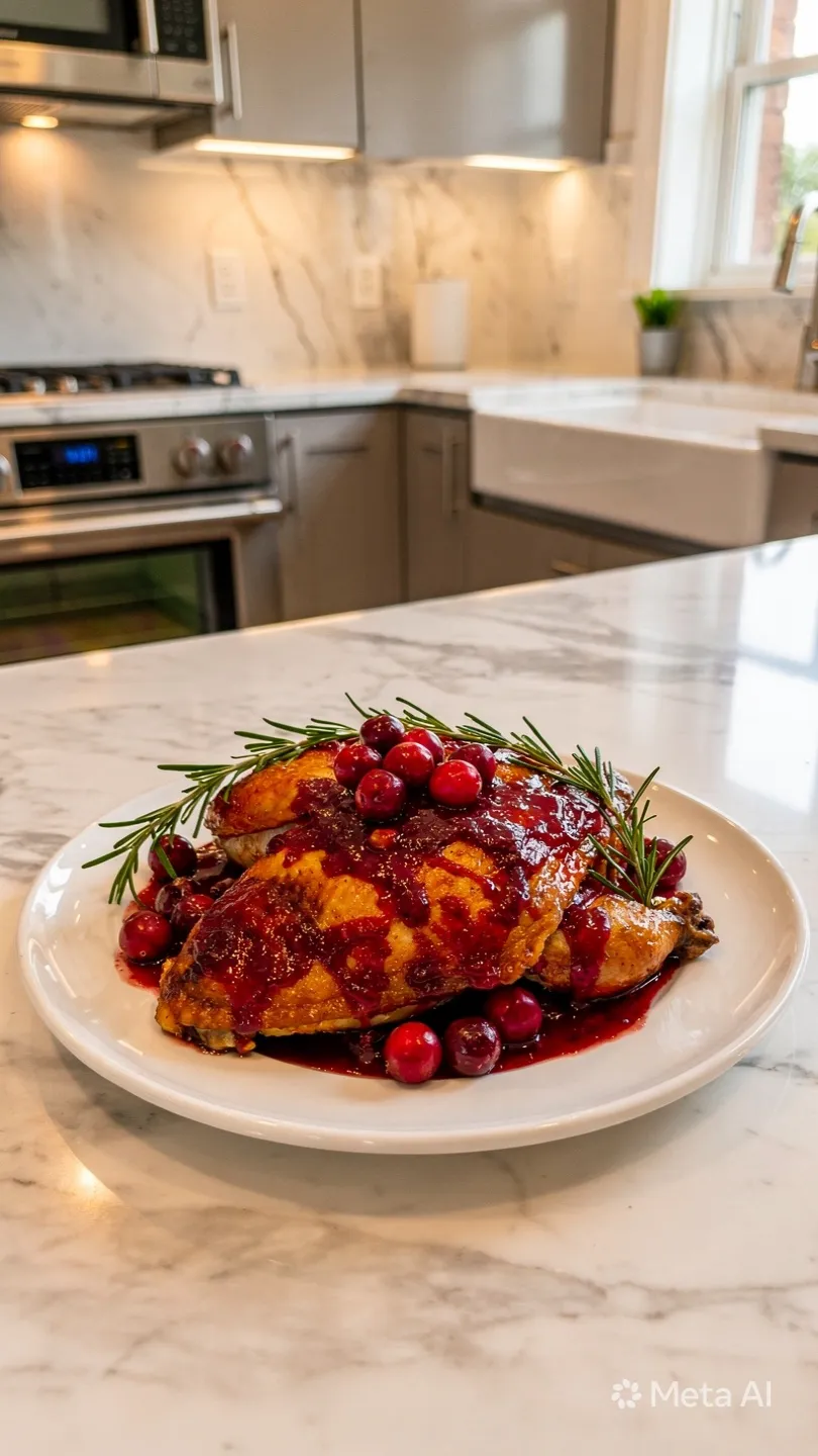Poulet braséen sauce aux canneberges