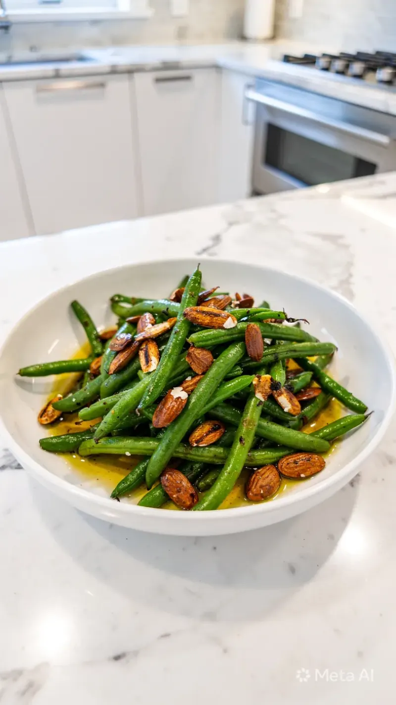 Salade de haricots verts et amandes grillées