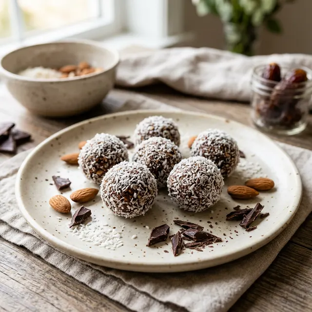 Boules d'énergie coco et dattes - recette Dessert Facile