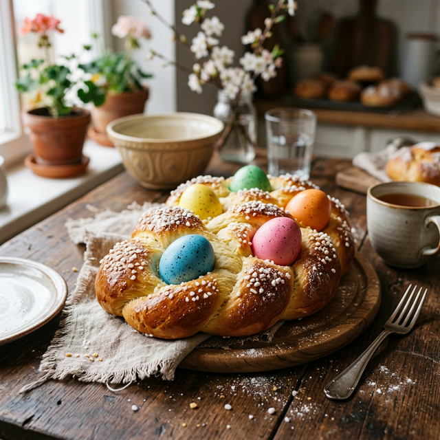 Brioche de Pâques Tressée aux Œufs