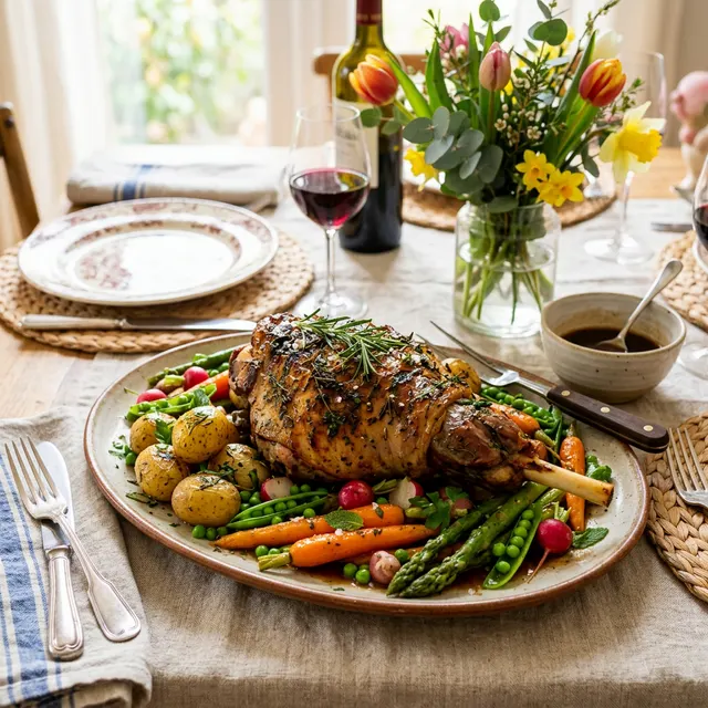 Gigot d'Agneau de Pâques au Four - recette Dîner Facile
