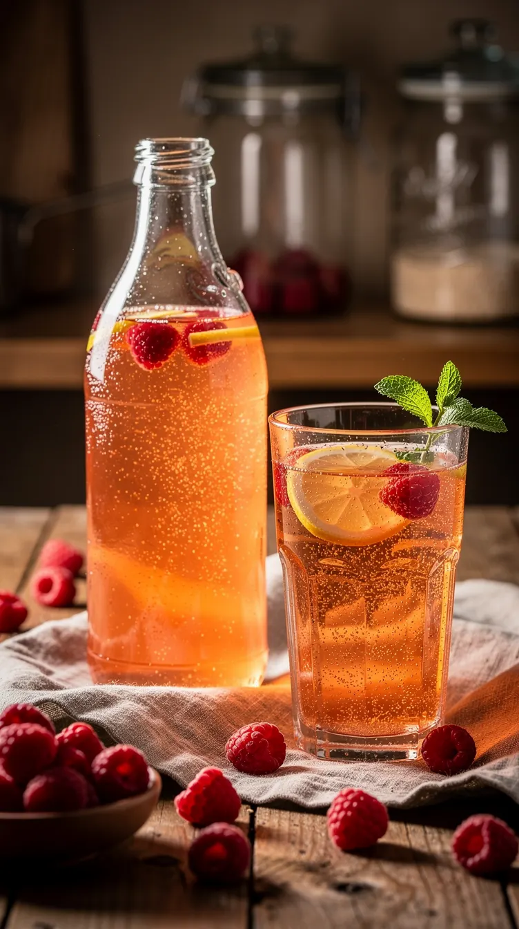 Kombucha maison aux framboises