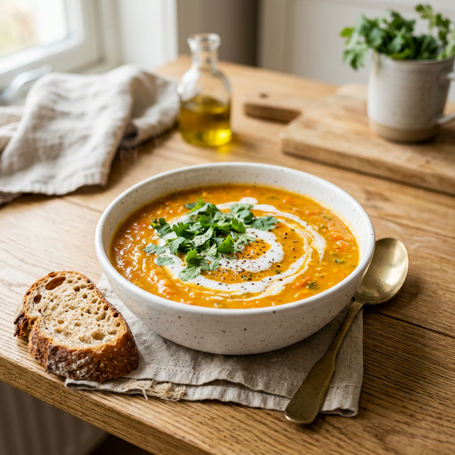 Soupe de carotte aux lentilles corail